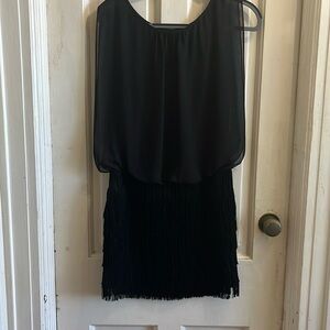 agustin black fringe dress